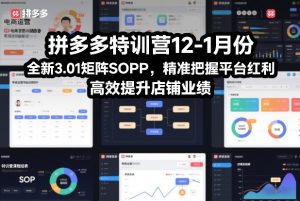 拼多多特训营12-1月份，全新3.01矩阵Sop，精准把握平台红利，高效提升店铺业绩-网赚36计