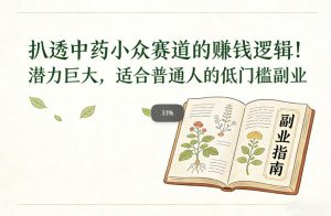 扒透中药小众赛道的賺米逻辑，潜力巨大，适合普通人的低门槛副业-网赚36计