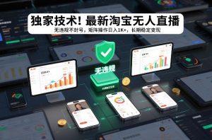 独家技术!最新淘宝无人直播:无违规不封号,矩阵操作日入1K+,长期稳定变现【揭秘】-网赚36计