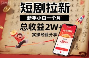 短剧拉新新手小白一个月总收益2W+实操经验分享-网赚36计