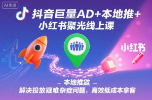 抖音巨量AD+本地推+小红书聚光线上课，解决投放疑难杂症问题，高效低成本拿客-网赚36计
