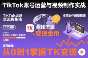 2025最新TikTok账号运营与视频制作实战全流程，从0到1掌握TK变现（含11月最新TK搬运技术）-网赚36计