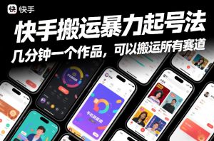 快手搬运暴力起号法，几分钟一个作品，手机就能做，可以搬运所有赛道-网赚36计