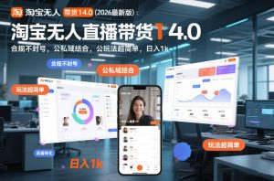 淘宝无人直播带货14.0(2026最新版):合规不封号,公私域结合,玩法超简单,日入1k+【揭秘】-网赚36计