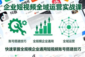 企业短视频全域运营实战课，快速掌握全规模企业通用短视频账号搭建技巧-网赚36计