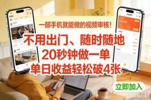 一部手机就能做的视频审核！不用出门，随时随地，20秒钟做一单，单日收益轻松破4张【揭秘】-网赚36计