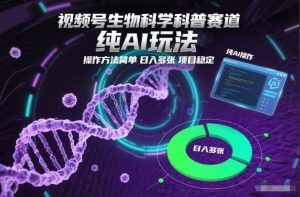 视频号生物科学科普赛道，纯AI玩法，操作方法简单，日入多张，项目稳定-网赚36计