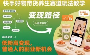 快手好物带货养生赛道玩法教学,低粉高变现,普通人的副业新机会-网赚36计