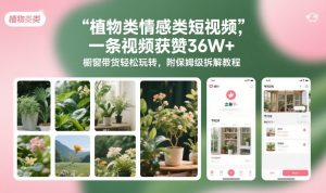 植物类情感类短视频，一条视频获赞36W+，橱窗带货轻松玩转，附保姆级拆解教程-网赚36计