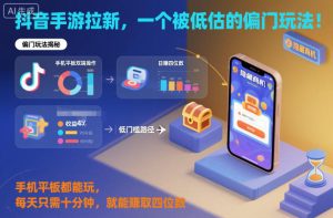 抖音手游拉新，一个被低估的偏门玩法！手机平板都能玩，每天只需十分钟，就能賺取四位数【揭秘】-网赚36计