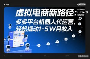 虚拟电商新路径：多多平台机器人代运营，轻松撬动1-5W月收入【揭秘】-网赚36计