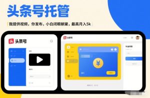 头条号AI托管，我提供视频，你发布，小白闭眼躺賺，最高月入5k+【揭秘】-网赚36计