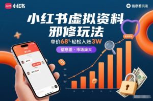 小红书虚拟资料邪修玩法，单价68，轻松入账3W，信息差玩法，市场庞大-网赚36计