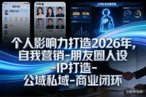个人影响力打造2026年，自我营销-朋友圈人设-IP打造-公域私域-商业闭环-网赚36计