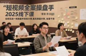 短视频全案操盘手2025线下课，全部实战一线操盘手经验分享，毫无保留分享，全是干货-网赚36计