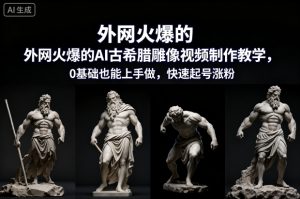 外网火爆的AI古希腊雕像视频制作教学，0基础也能上手做，快速起号涨粉-网赚36计