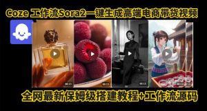 coze智能体sora2一键生成电商带货高端视频工作流保姆级拆解教程,无需剪辑,无需拍摄-网赚36计