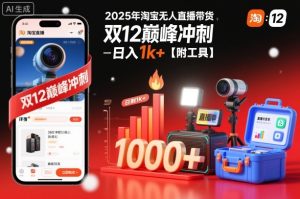 2025年淘宝无人直播带货,冲刺双12,日入1k+【附工具】【揭秘】-网赚36计