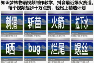 知识梦核物语视频制作教学，抖音最近爆火赛道，每个视频起步十万点赞，轻松上精选计划-网赚36计