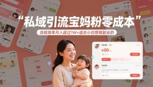 私域引流宝妈粉零成本流程简单月入超过1W+适合小白想做副业的-网赚36计