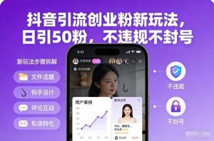 抖音引流创业粉新玩法，日引50粉，不违规不封号-网赚36计
