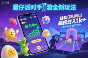 蛋仔派对手游全新玩法，轻松日入1k+，风口信息差玩法，当天见收益，小白一部手机可操作-网赚36计