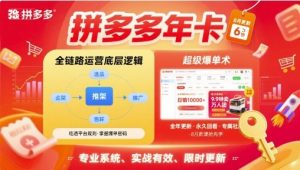 拼多多年卡，拼多多全链路运营底层逻辑，超级爆单术【更新12月】-网赚36计