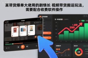 某带货爆单大佬用的剧情长视频带货搬运玩法，需要配合收费软件操作-网赚36计