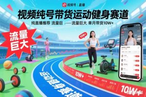 视频号带货运动健身赛道，纯直播推荐，流量巨大，单月带货10W+-网赚36计