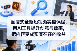颠覆式全新短视频实操课程，用AI工具提升创意与效率，把内容变成实实在在的收益-网赚36计