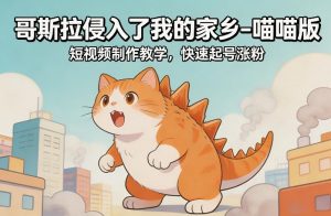 哥斯拉侵入了我的家乡–喵喵版短视频制作教学，快速起号涨粉-网赚36计