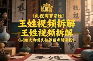 央视网百家姓–王姓视频拆解，以姓氏为噱头拉停留点赞涨粉-网赚36计