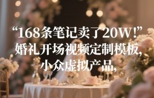 168条笔记卖了20W！婚礼开场视频定制模板，小众虚拟产品-网赚36计