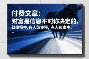 付费文章：财富是信息不对称决定的，就像慢牛，有人负责慢，有人负责牛-网赚36计