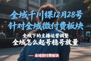 全域千川线下课12月28号,针对全域微付费板块,全域下的主播运营调整,全域怎么起号稳号放量-网赚36计