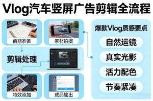 Vlog感觉汽车竖屏广告剪辑脚本全流程，拿捏爆款Vlog质感-网赚36计
