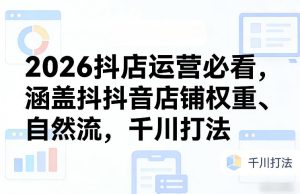 2026抖店运营必看，涵盖抖音店铺权重、自然流，千川打法-网赚36计