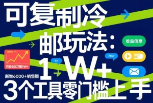 可复制冷邮件玩法：月投50刀賺1W+，新增6000+销售额，3个工具零门槛上手-网赚36计