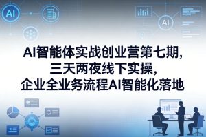 AI智能体实战创业营第七期，三天两夜线下实操，企业全业务流程AI智能化落地（26年1月20-22号）-网赚36计