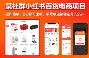 某社群小红书百货电商项目，操作简单，0粉即可出单，单号单店铺稳定月入2w+-网赚36计