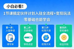 小白必看！1节课搞定伙伴计划入驻全流程+变现玩法，零基础也能学会-网赚36计