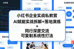 小红书企业实战私教营，AI赋能实战拆解+落地演练+同行深度交流，可复制系统性打法-网赚36计