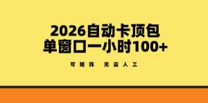 2026自动卡顶包玩法，单窗口一小时100+，可矩阵操作，无需人工【揭秘】-网赚36计