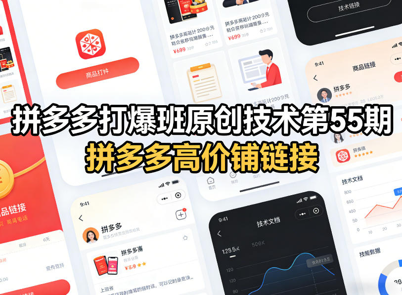 拼多多打爆班原创技术第55期,拼多多高价铺链接-网赚36计