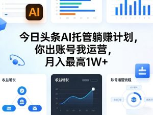 今日头条AI托管躺賺计划,你出账号我运营,月入最高1W+【揭秘】-网赚36计