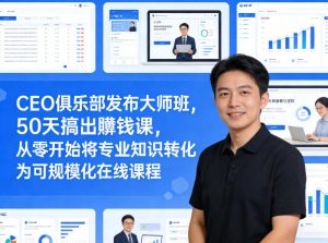 CEO俱乐部发布大师班,50天搞出賺钱课,从零开始将专业知识转化为可规模化在线课程-网赚36计