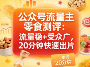 公众号流量主之零食测评赛道,流量稳+受众广,20分钟一条作品-网赚36计