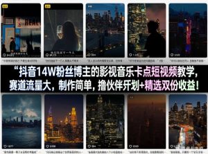 抖音14W粉丝博主的影视音乐卡点短视频教学,赛道流量大,制作简单,撸伙伴计划+精选双份收益!-网赚36计