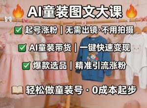 AI童装图文剪辑,某社群童装图文大课,起号涨粉、AI童装带货、爆款选品,无需出镜和拍摄-网赚36计
