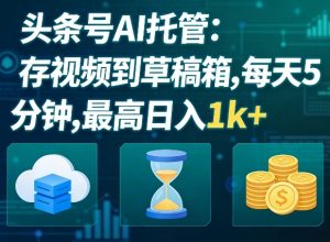 头条号AI托管,我存视频到你草稿箱,每天5分钟,最高日入1k+【揭秘】-网赚36计